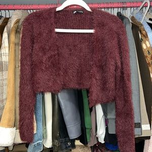 Faux fur crop cardigan set